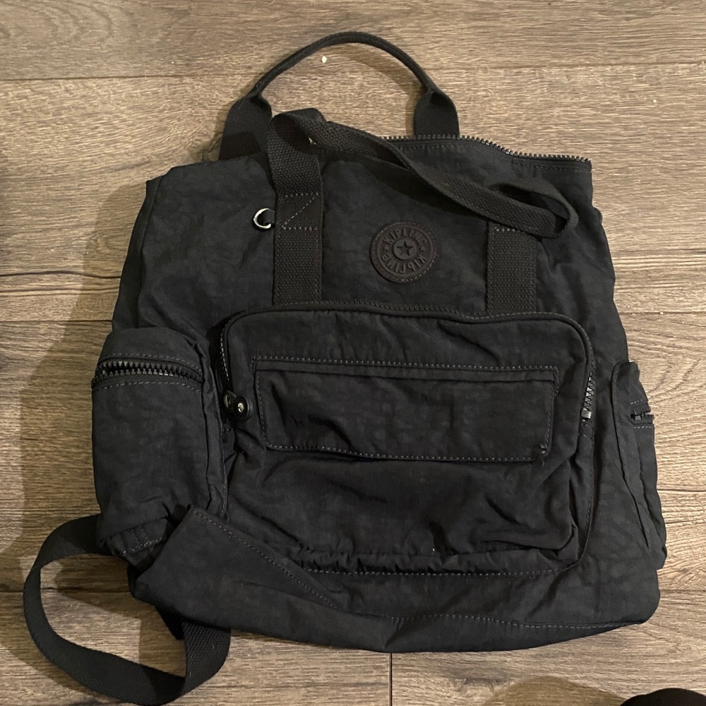 Kipling Black Nylon Convertible Backpack Tote